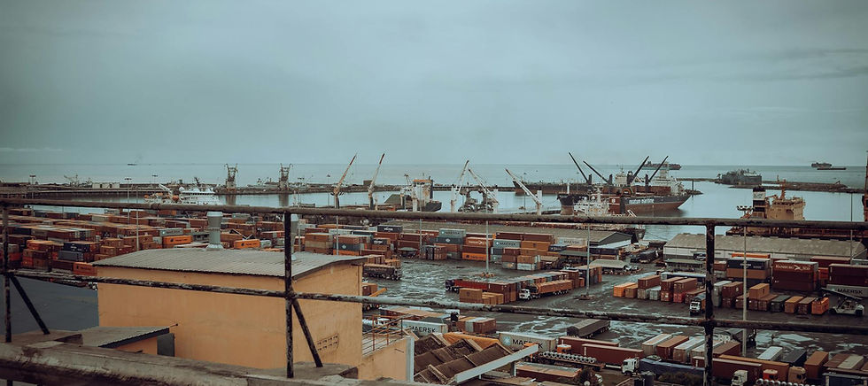 Tema Port Ghana with shipping containers and cranes representing Africa-China trade tariff-free imports