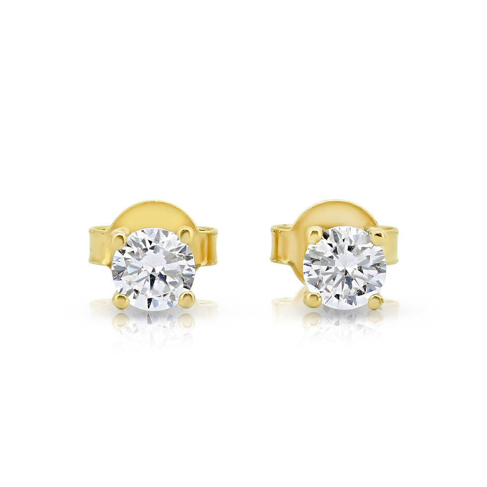 Thumbnail: Gold CZ Solitaire Earrings