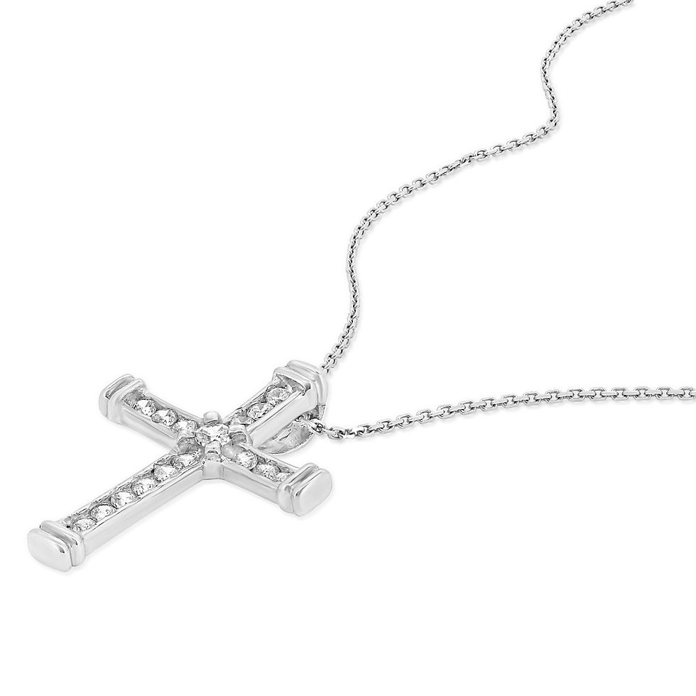 Thumbnail: Modern Channel Small Cross Pendant