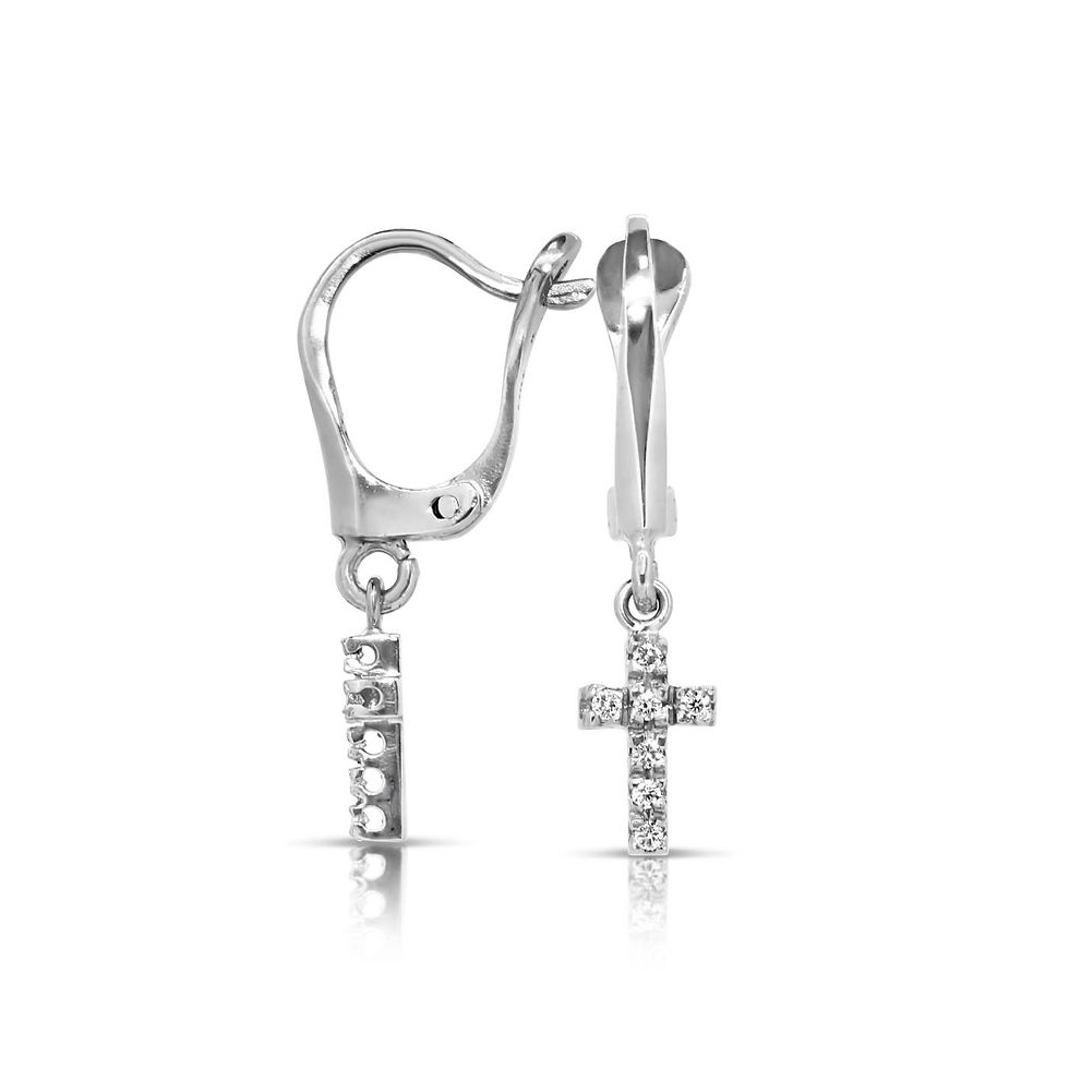 Cross Sided Tiny Diamond Earrings