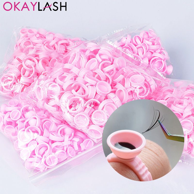 Thumbnail: OKAYLASH Wholesale 100Pcs Disposable Eyelash Glue Holer Rings Tattoo Pigment Cup