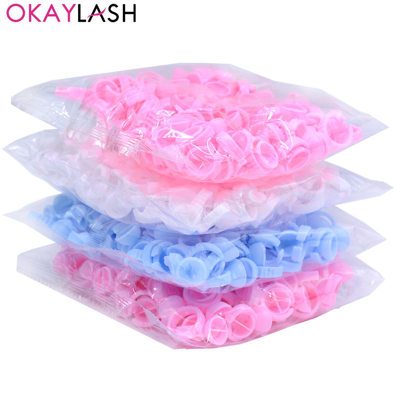Thumbnail: OKAYLASH Wholesale 100Pcs Disposable Eyelash Glue Holer Rings Tattoo Pigment Cup