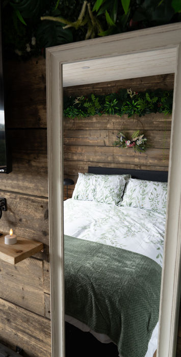 Luxury Eco House Bedroom with Rustic Timber Walls