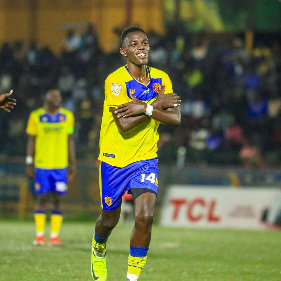 Bright Anukani celebrating one of his goals against Soltilo Bright Stars FC.
