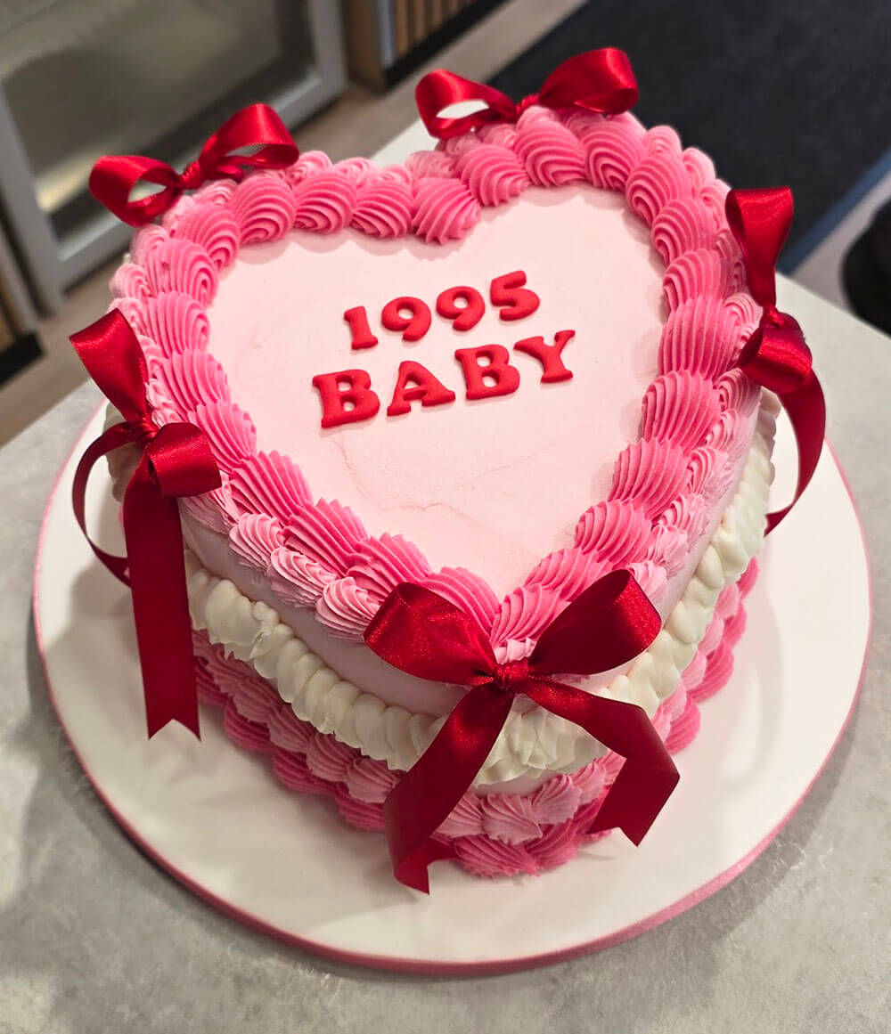 Year of birth heart cake