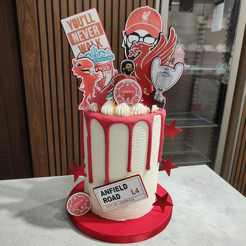Red Liverpool Drip Cake ️ createacake