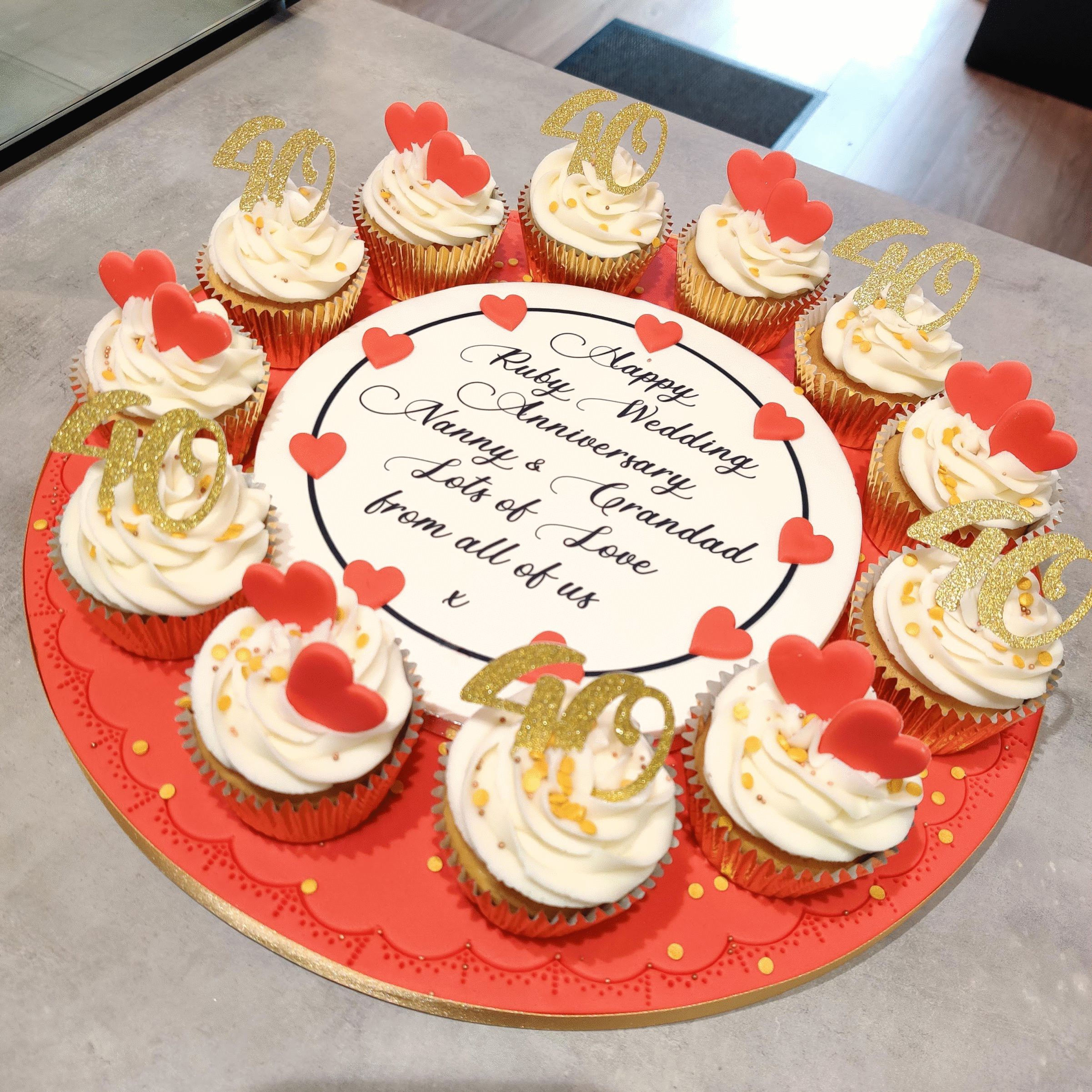 Wedding anniversary cupcake platter