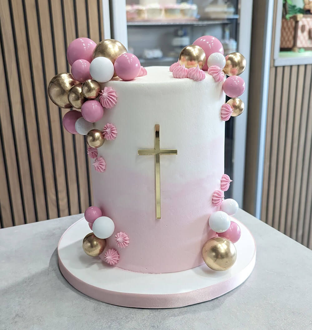 Ombre Christening Cross Cake