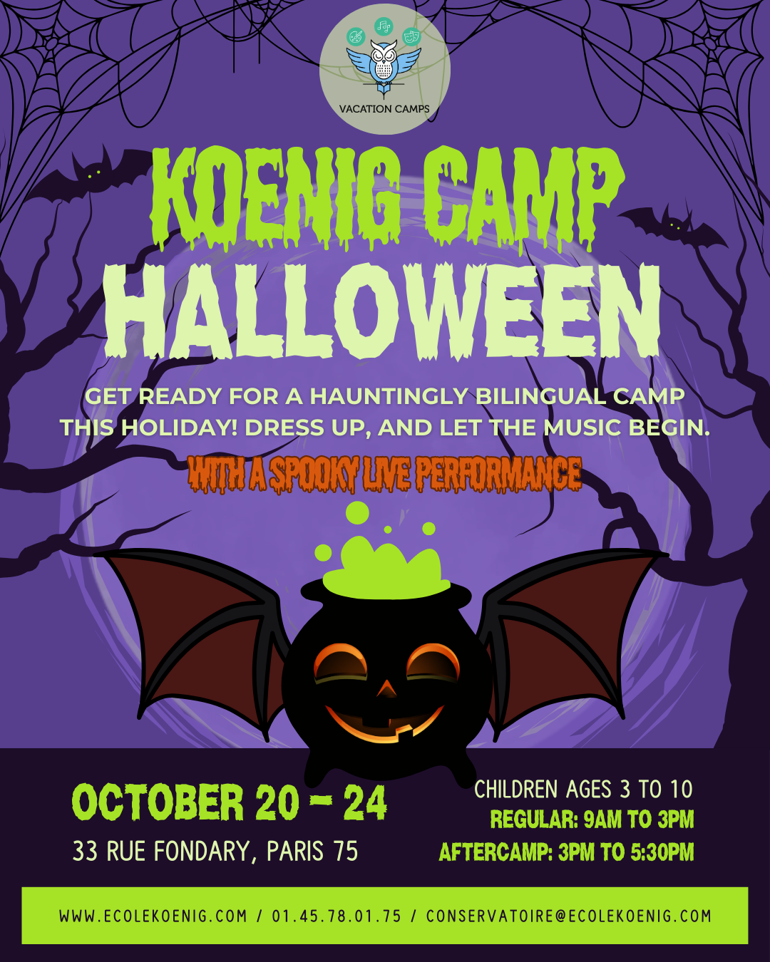 Affiche Halloween Holiday Camp Koenig Conservatory