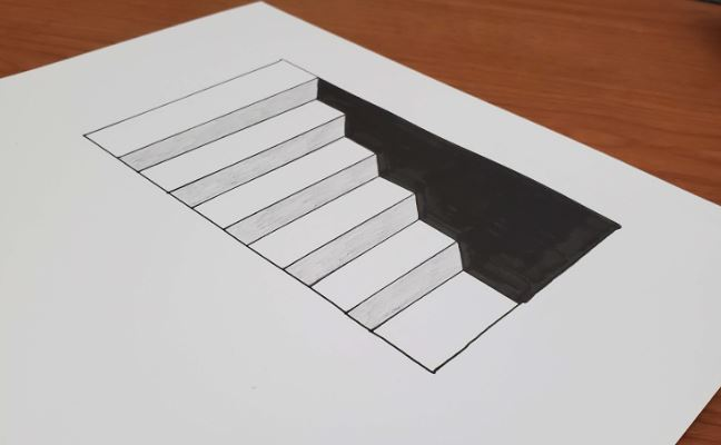 drawing of 3D stairs