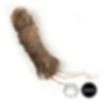 Natural rabbit fur cat kicker toy with cotton ribbons, made in Germany – Profeline FurBunny shown on white background