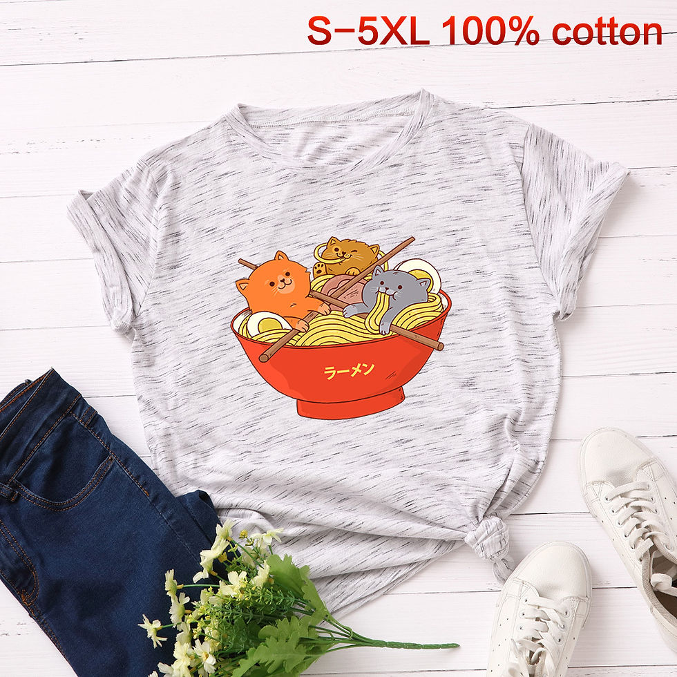 Thumbnail: Kawaii Ramen Noodles Cat T-shirt