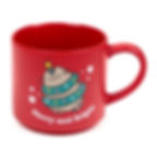 Official Pusheen the Cat Christmas Mug in red featuring pusheen dressed as a christmas tree with merry and bright message