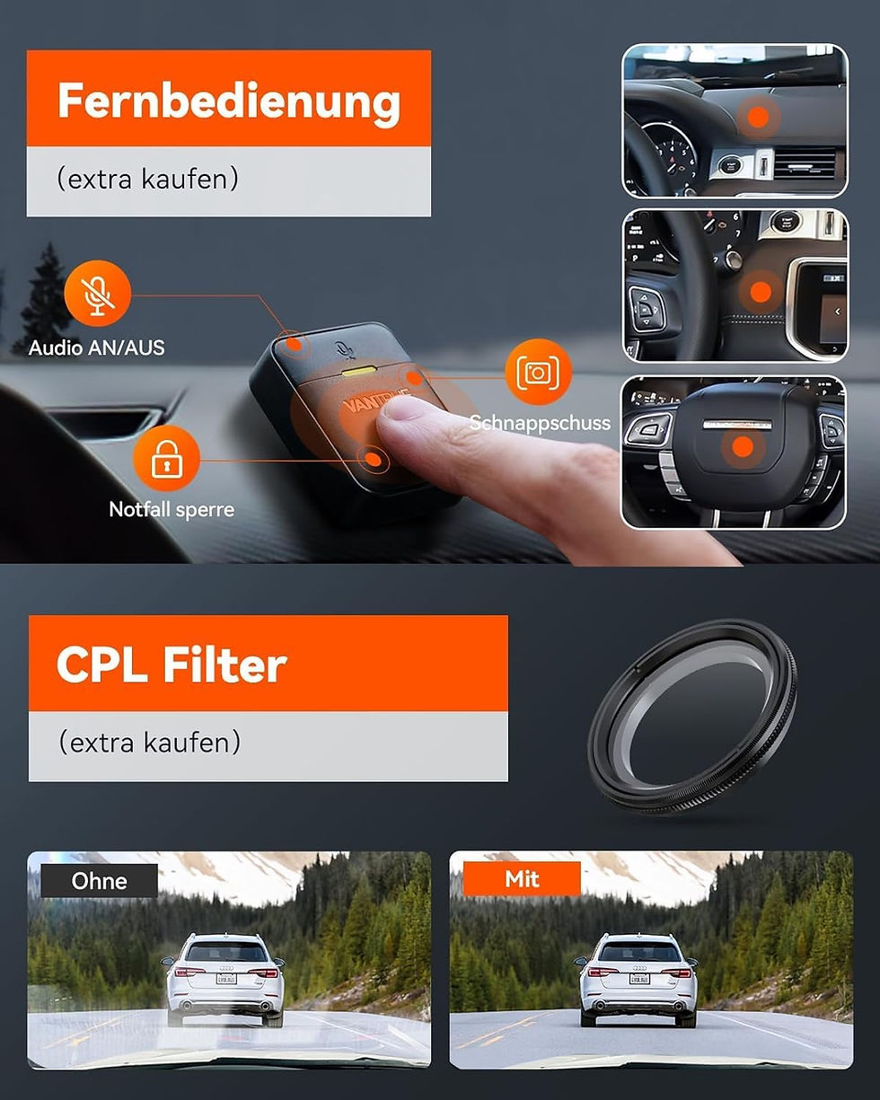 Miniatura: Vantrue N5 mit Sony STARVIS 2 Frontsensor und IR-Nachtsicht
