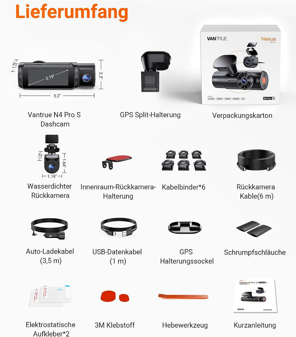 Miniatura: Vantrue N4 Pro S Dashcam Parkmodus mit Hardwire Kit möglich