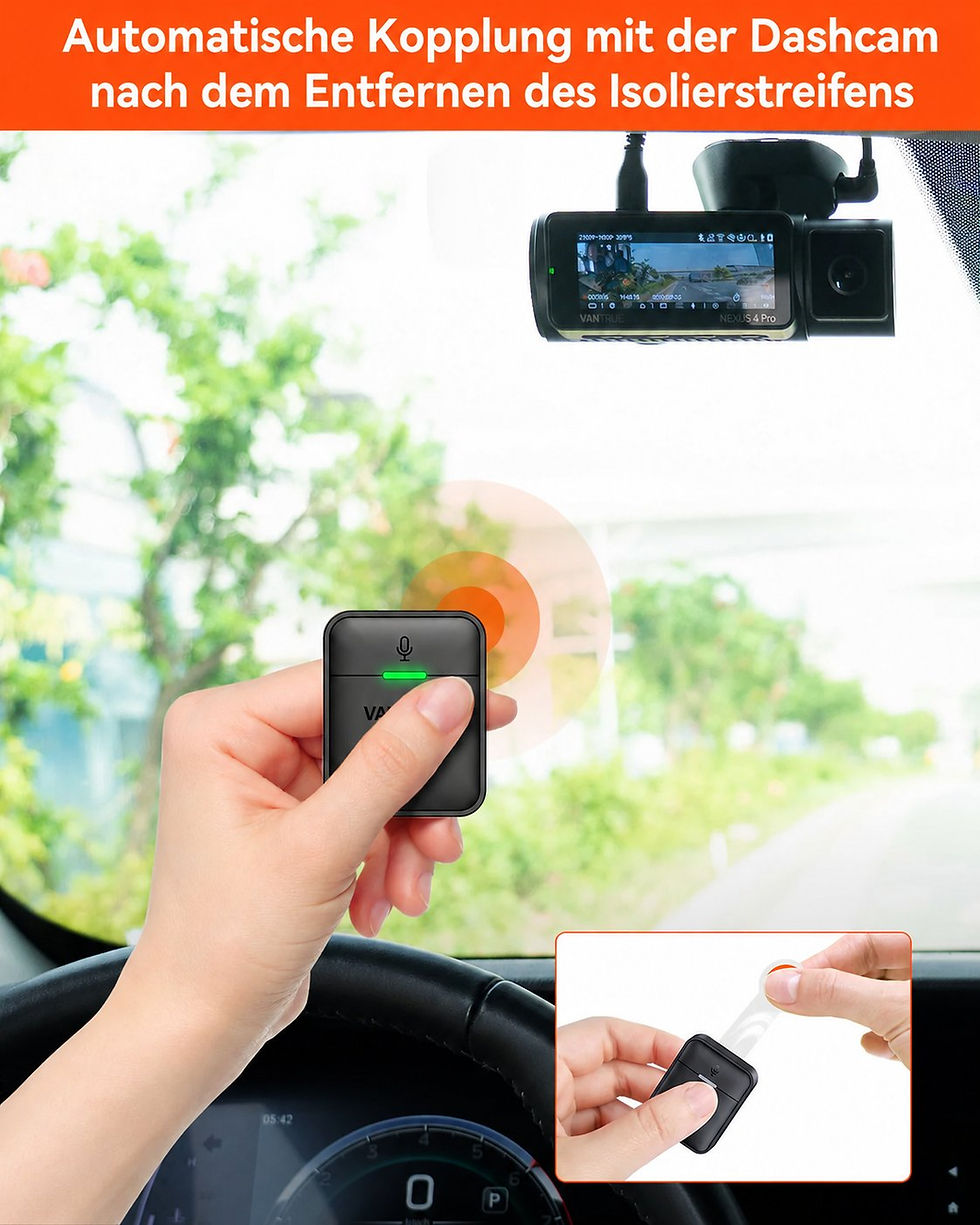 Miniaturbild: Vantrue BT02 Fernbedienung zur Steuerung wichtiger Dashcam-Funktionen