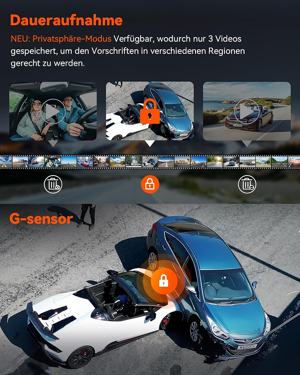 Thumbnail: Vantrue N4 Pro Dashcam mit Frontkamera Innenraumkamera und Rückkamera