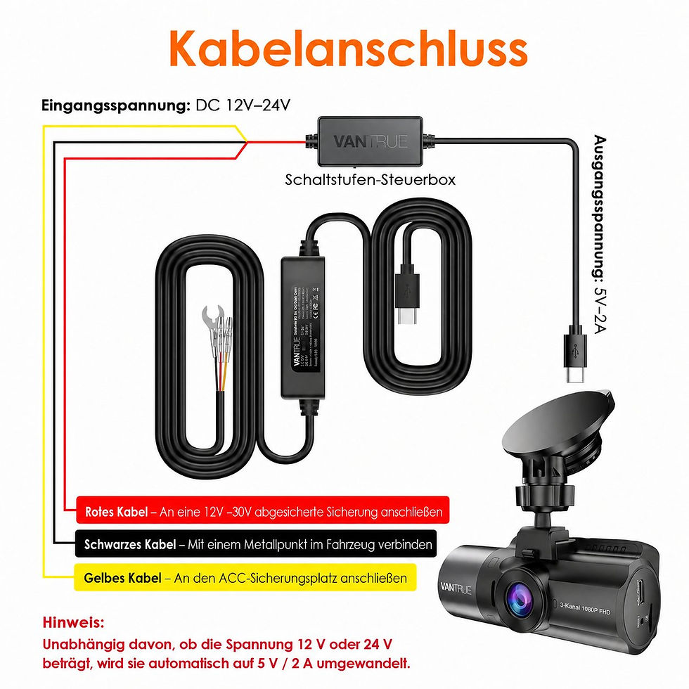 Miniaturbild: Vantrue VP03 Hardwire Kit zum Anschluss am Sicherungskasten
