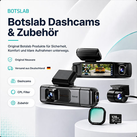 BOTSLAB G980H Multi-Channel Dashcam mit CPL Filter, Rückkamera und 128GB Speicherkarte – Original Neuware aus Deutschland