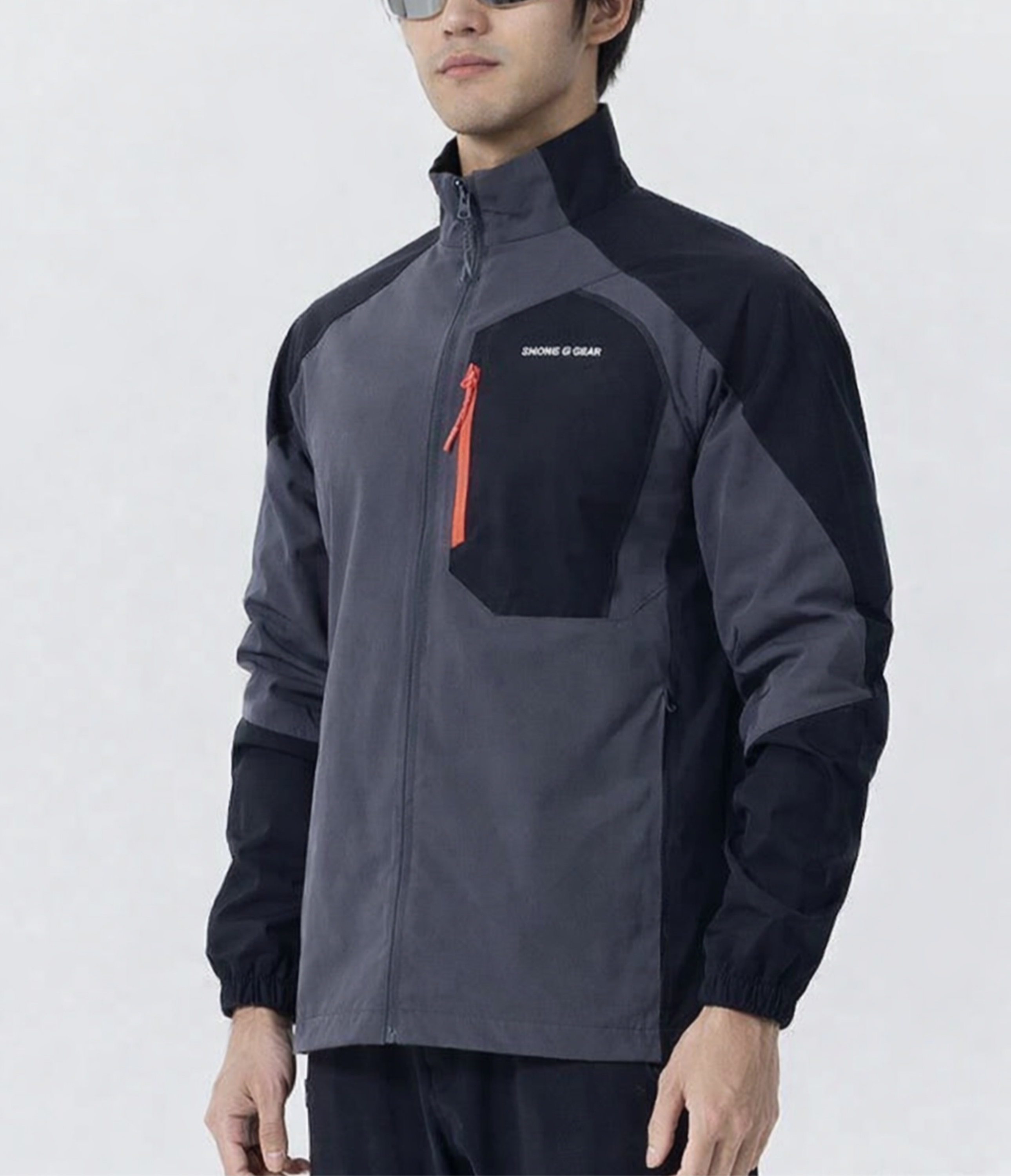 Red Zip Softshell Windbreaker Jacket No Hood