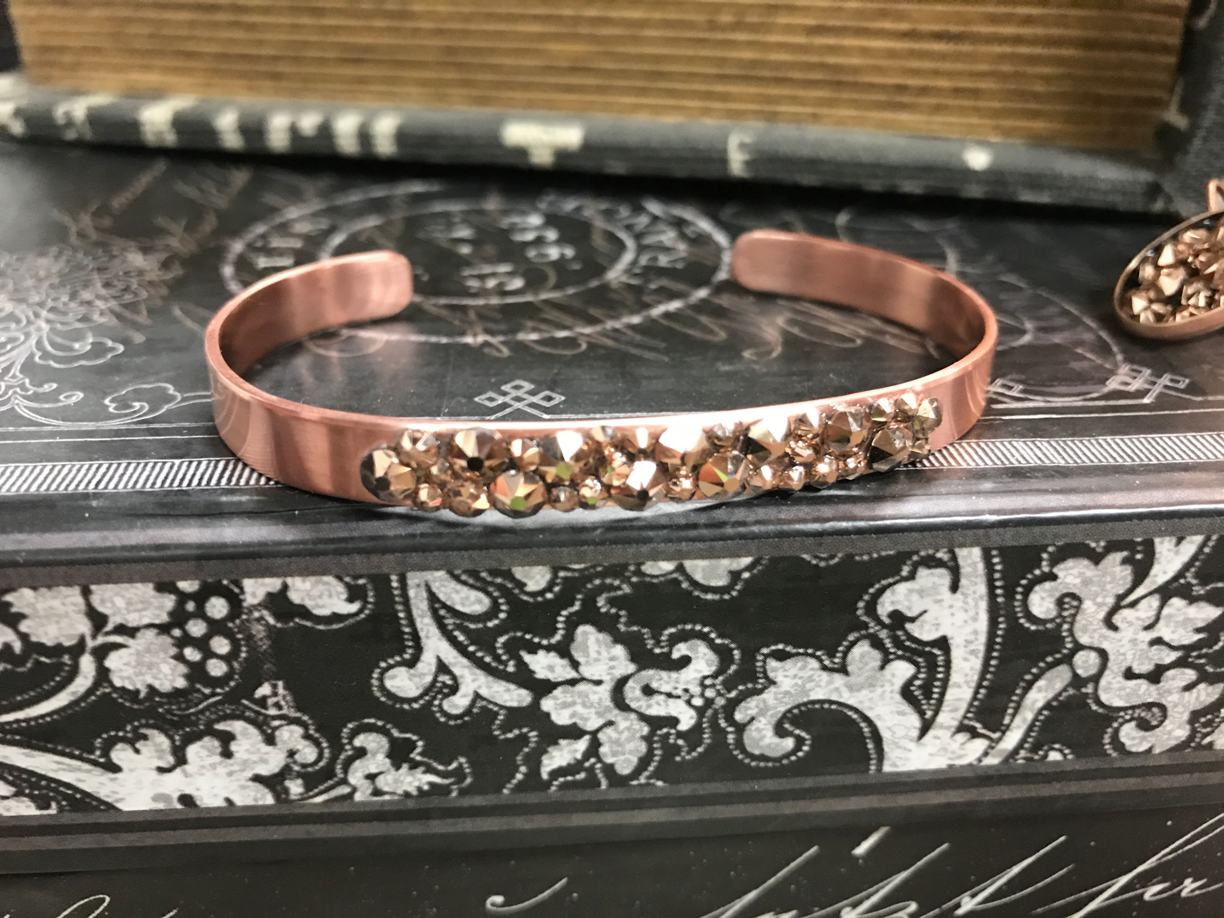 Rosegold Swarovski and Copper Bangle