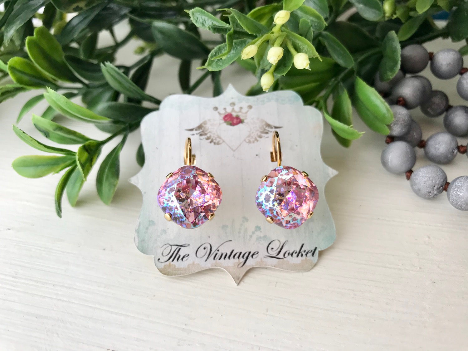 Swarovski Rose Patina Earrings