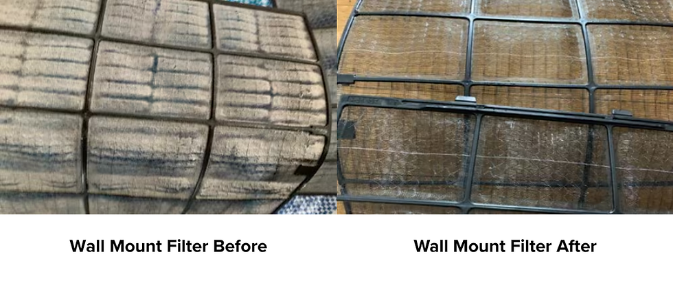 Clean aircon air filter vs dirty aircon air filter