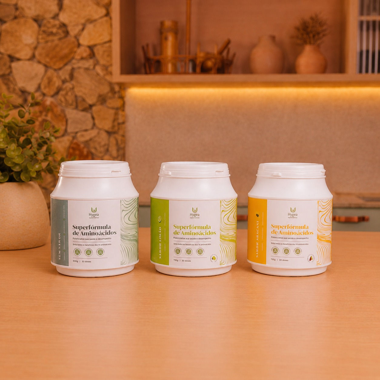 3 Potes - Superfórmula de Aminoácidos - TODOS OS SABORES - 30 doses de 20g