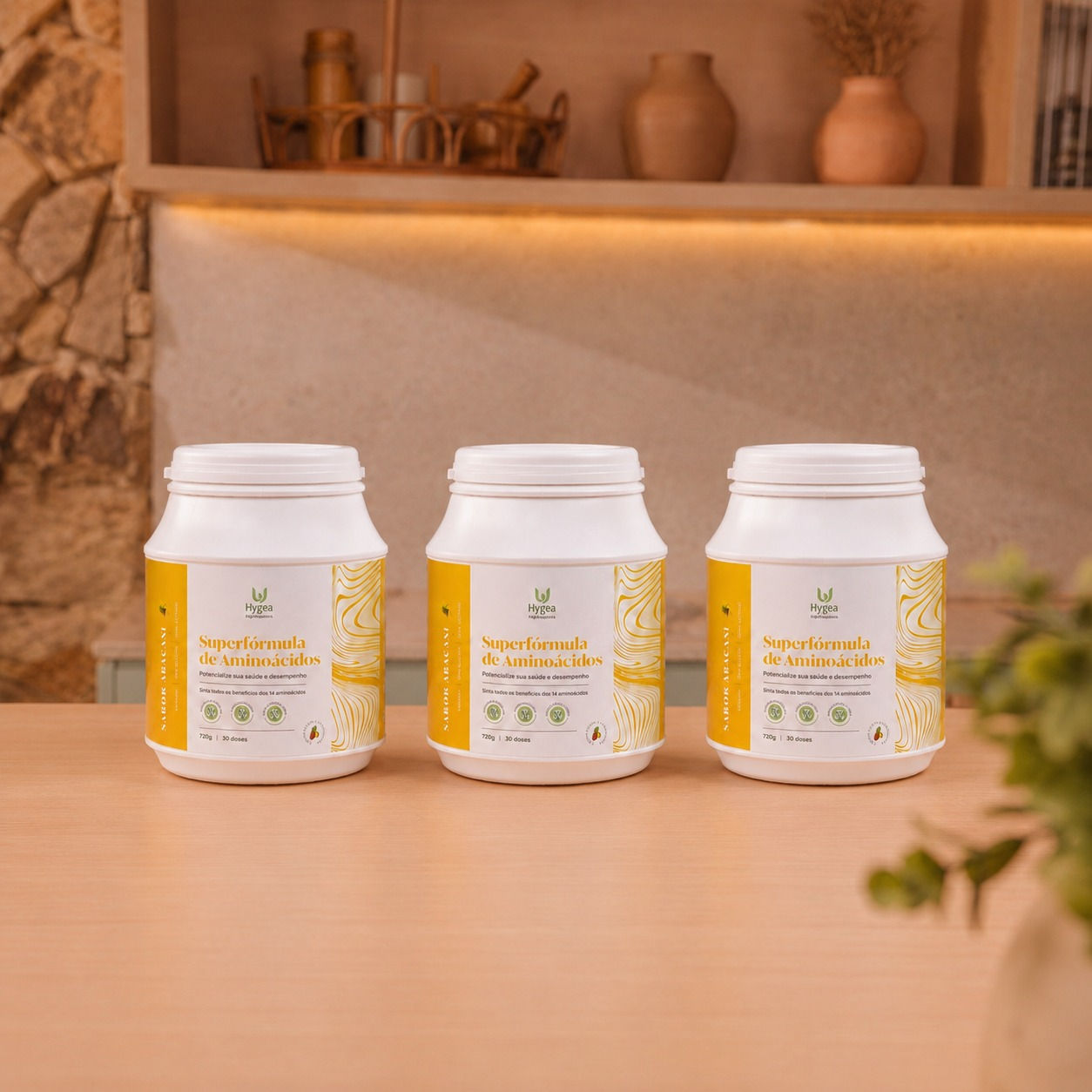3 Potes - Superfórmula de Aminoácidos - SABOR ABACAXI - 30 doses de 20g
