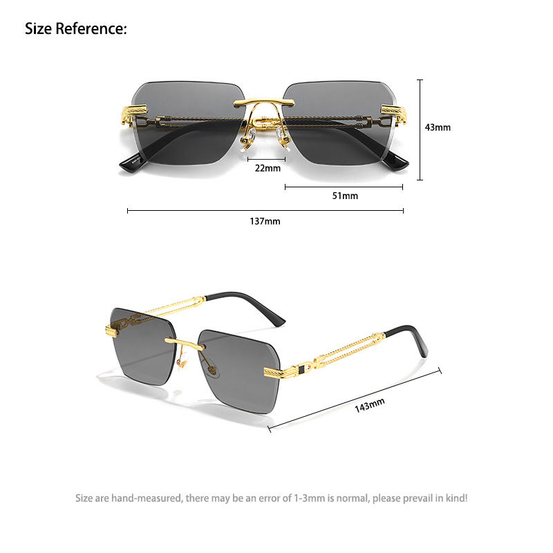 Thumbnail: Caterside Rimless Pilot Sunglasses Men Squar
