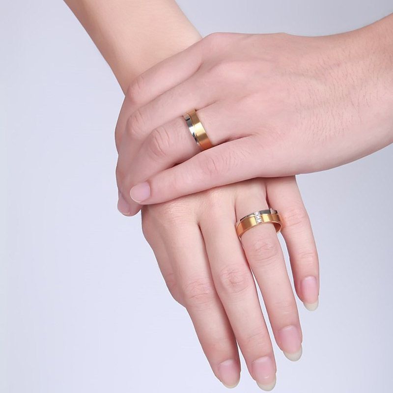 Thumbnail: Vnox Wedding Rings for Women / Men Gold-color