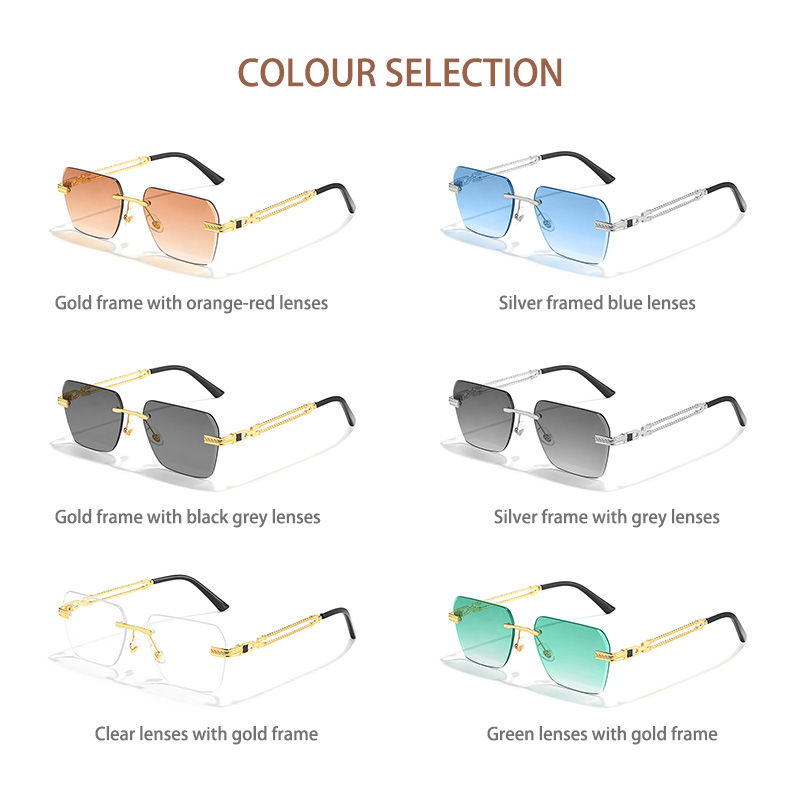 Thumbnail: Caterside Rimless Pilot Sunglasses Men Squar