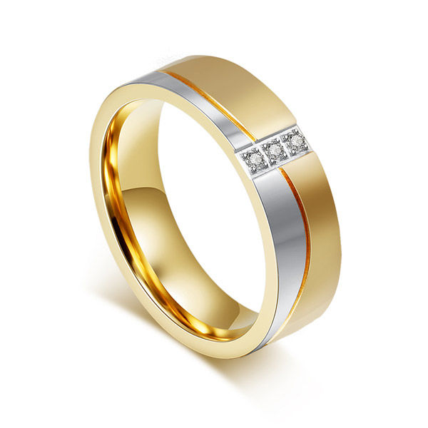 Thumbnail: Vnox Wedding Rings for Women / Men Gold-color