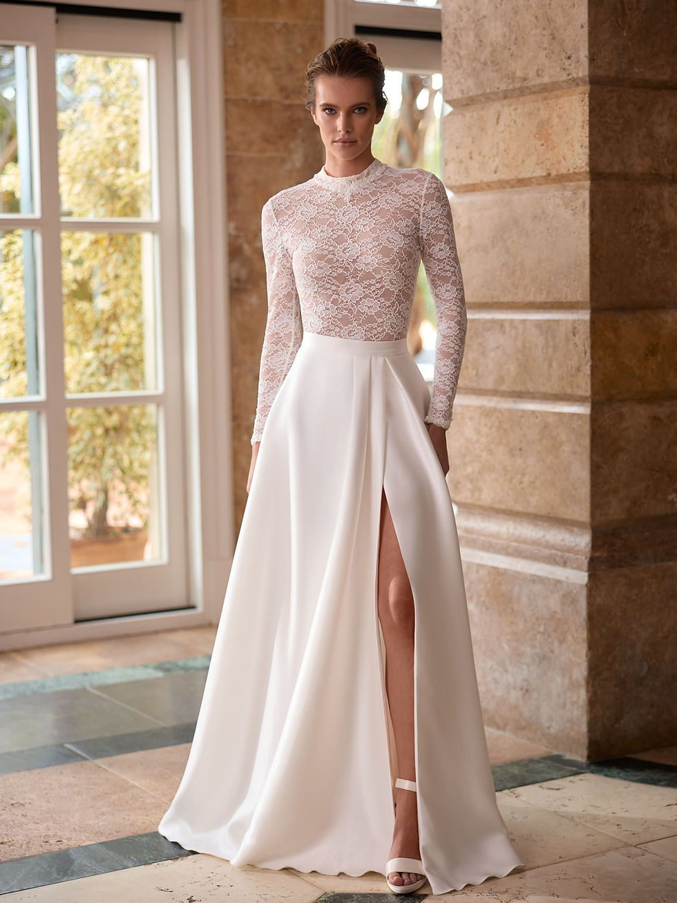 Miniatura: Top da sposa in pizzo a maniche lunghe