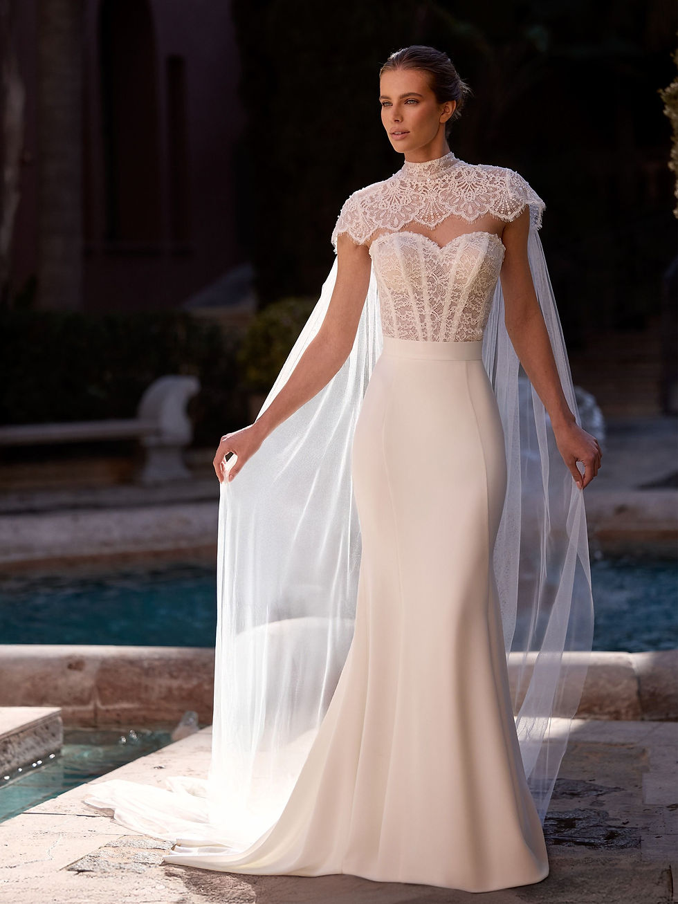 Gonna da sposa a sirena svasata in crêpe elasticizzato