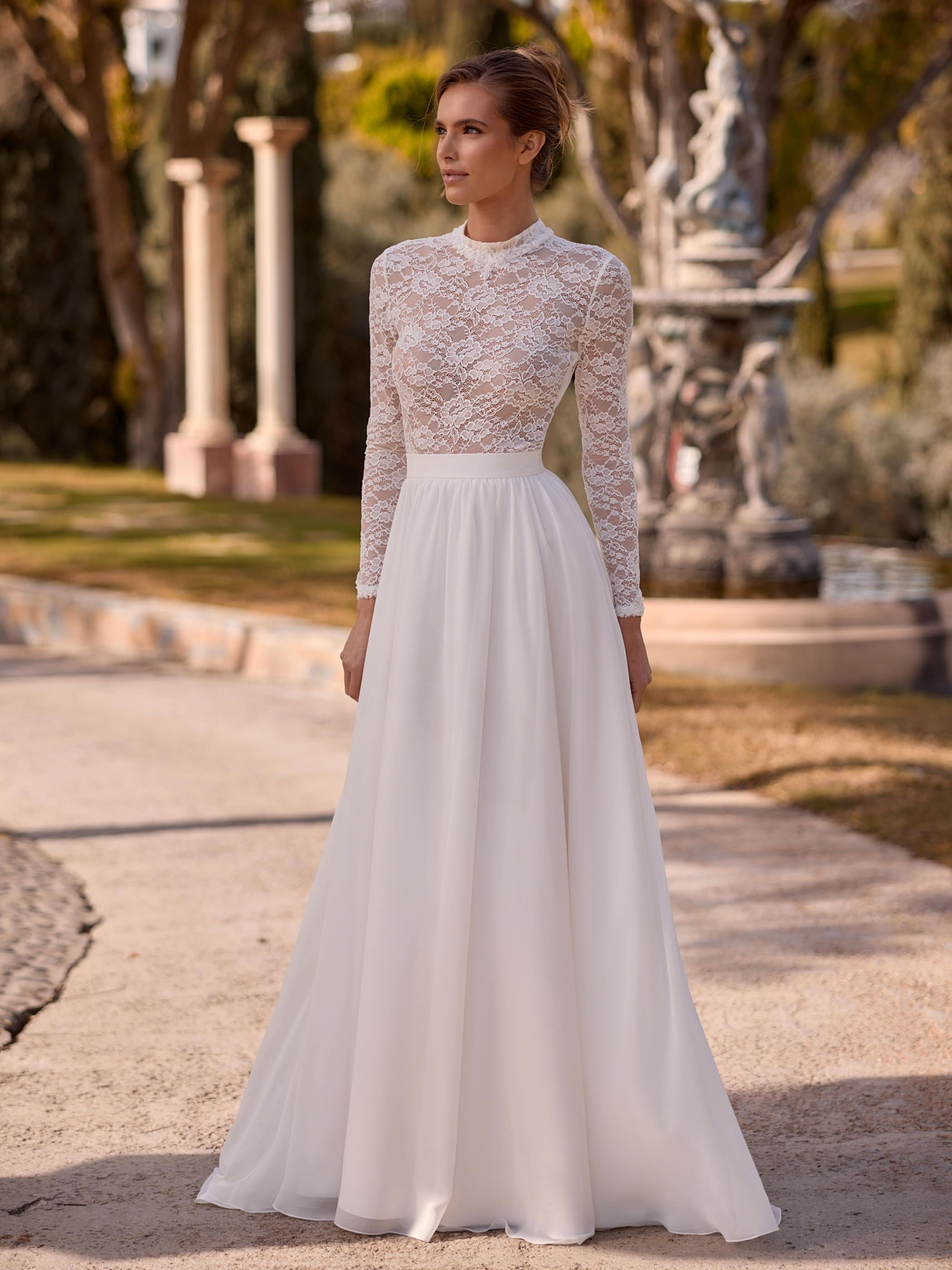 Gonna da sposa classica in chiffon