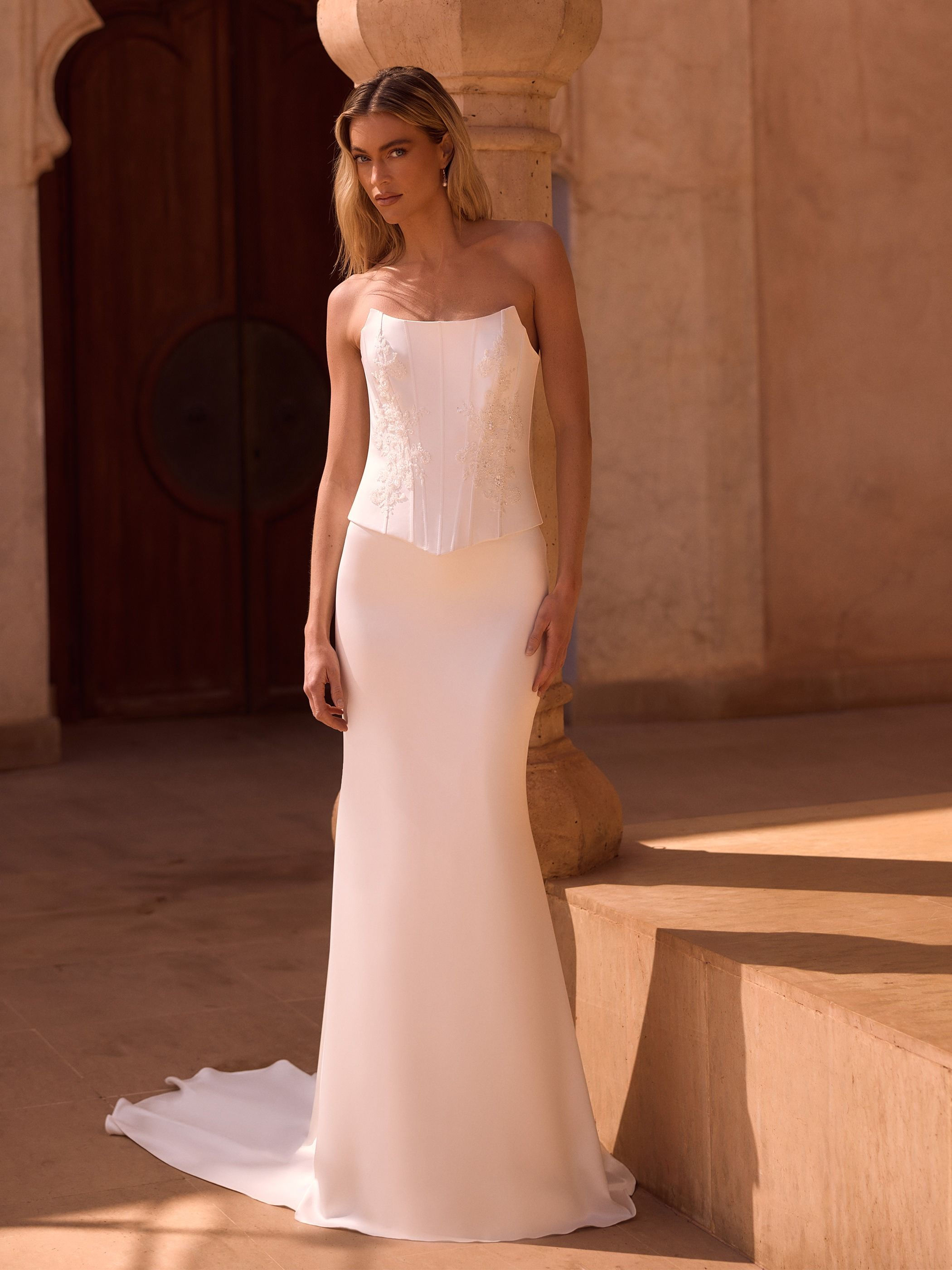 Gonna da sposa sirena aderente moderna in raso soft