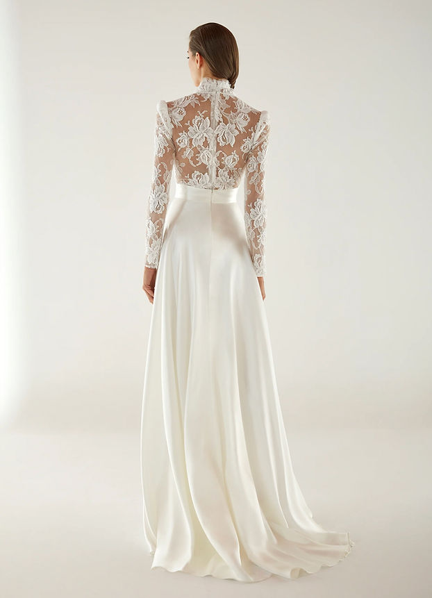 Aerenica Nicole Cavallo - Abito da sposa due pezzi con top in pizzo chantilly francese