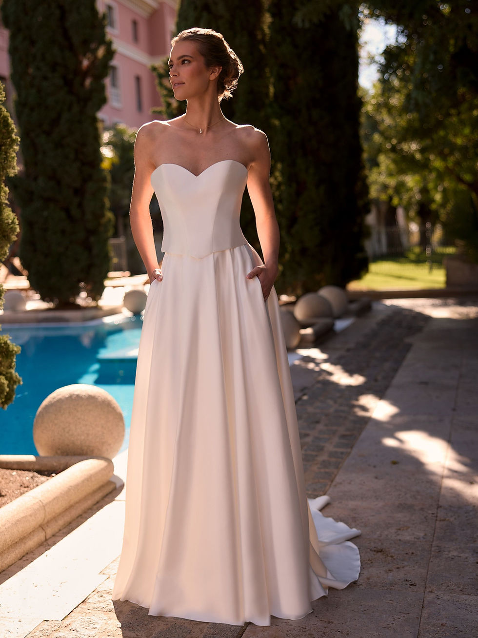 Gonna da sposa A-line in raso