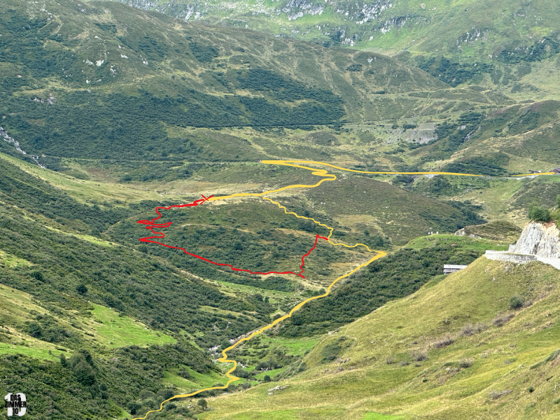 Gelb ist der Wanderweg, rot ist unsere Survival-Erfahrung (so +/-).