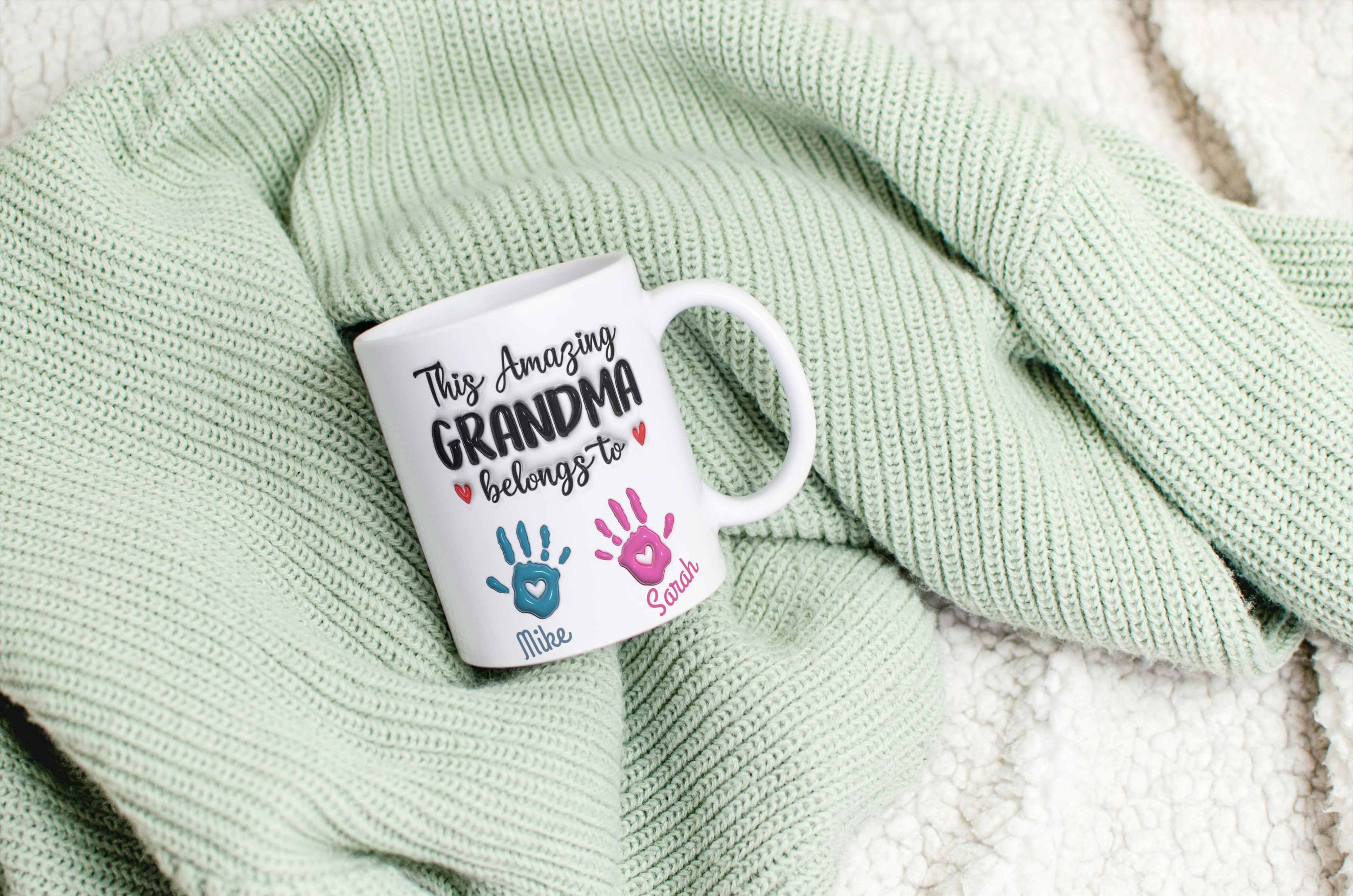 This Amazing Grandma Belongs To – Handprint Heart Mug Design