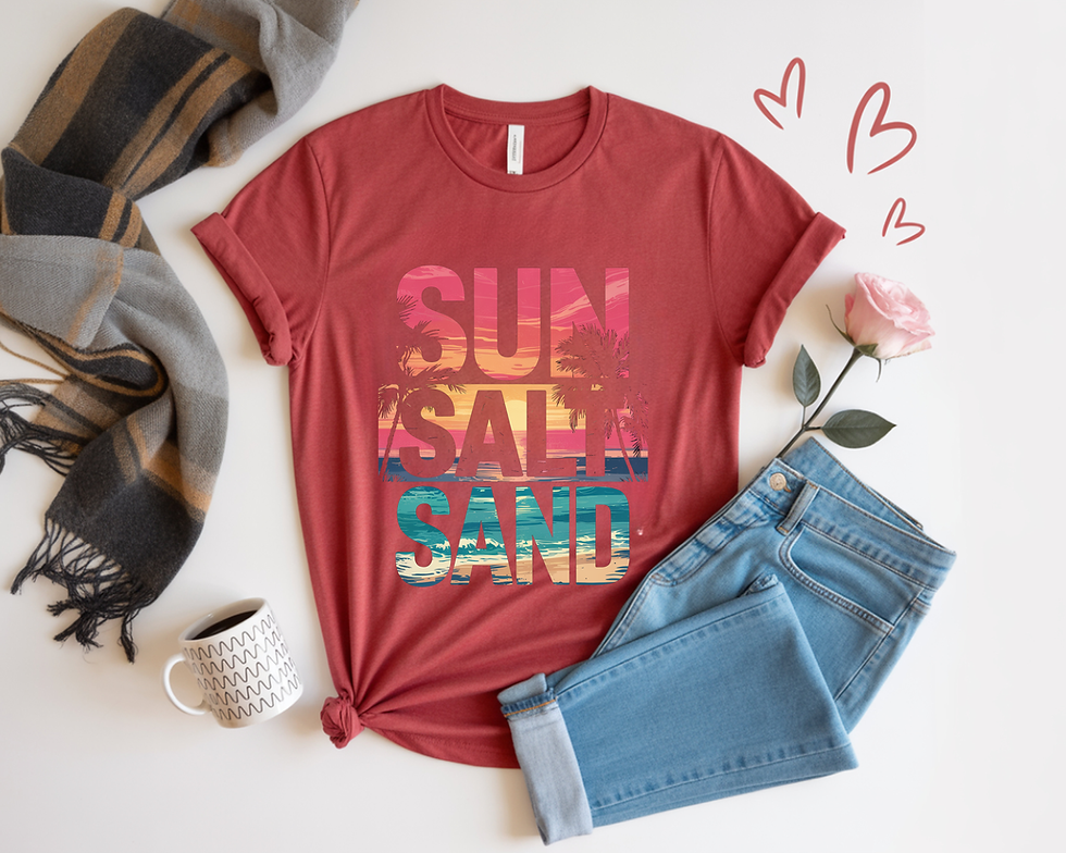Thumbnail: Sun Salt Sand Tee — Beach Vibes Graphic T-Shirt, Ocean Sunset Graphic Tee