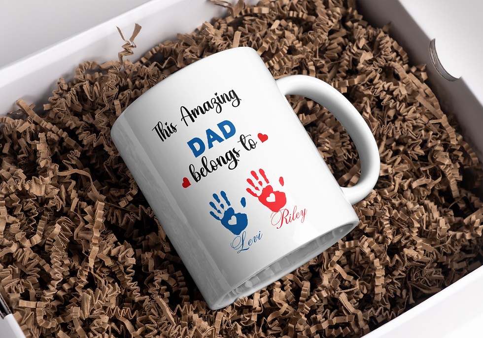 Thumbnail: Personalized Dad Mug with Kids Names, Handprints, Custom Father's Day Gift