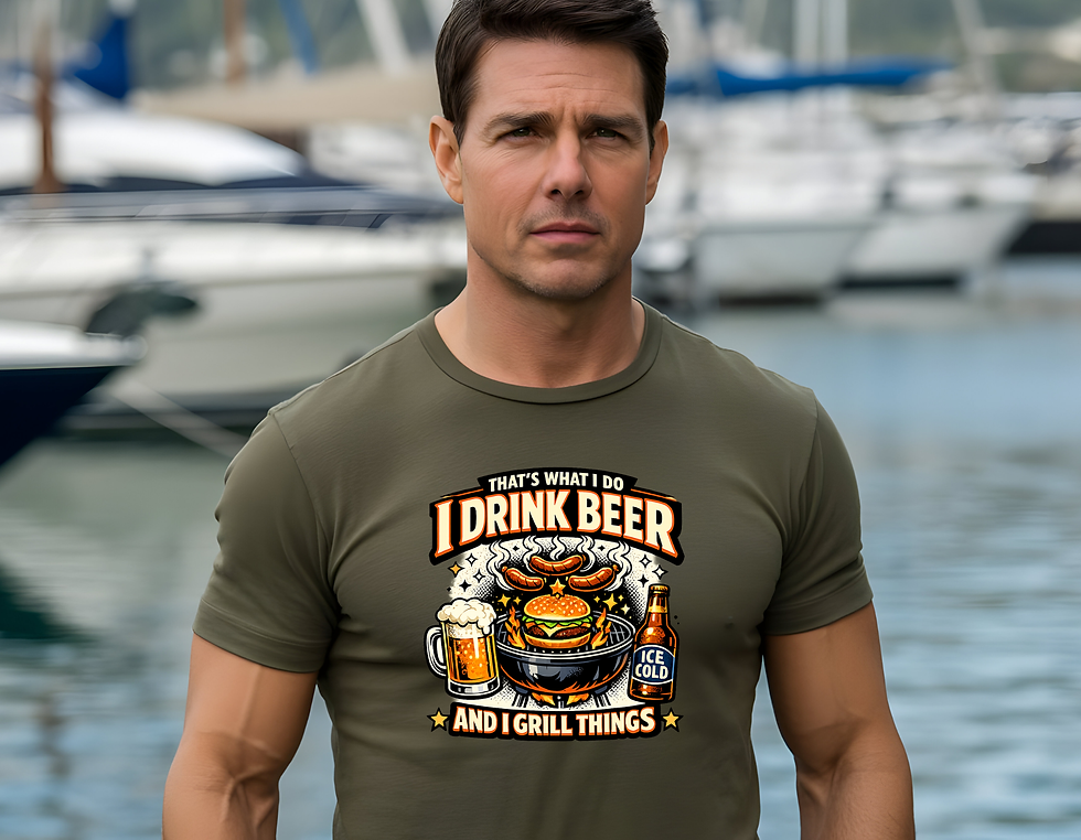 Thumbnail: I Drink Beer and I Grill Things T-Shirt — Funny BBQ Beer Lover Tee