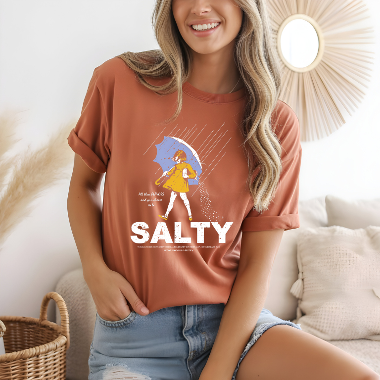 Thumbnail: Girl with Umbrella tee | Rainy Day Illustration Shirt