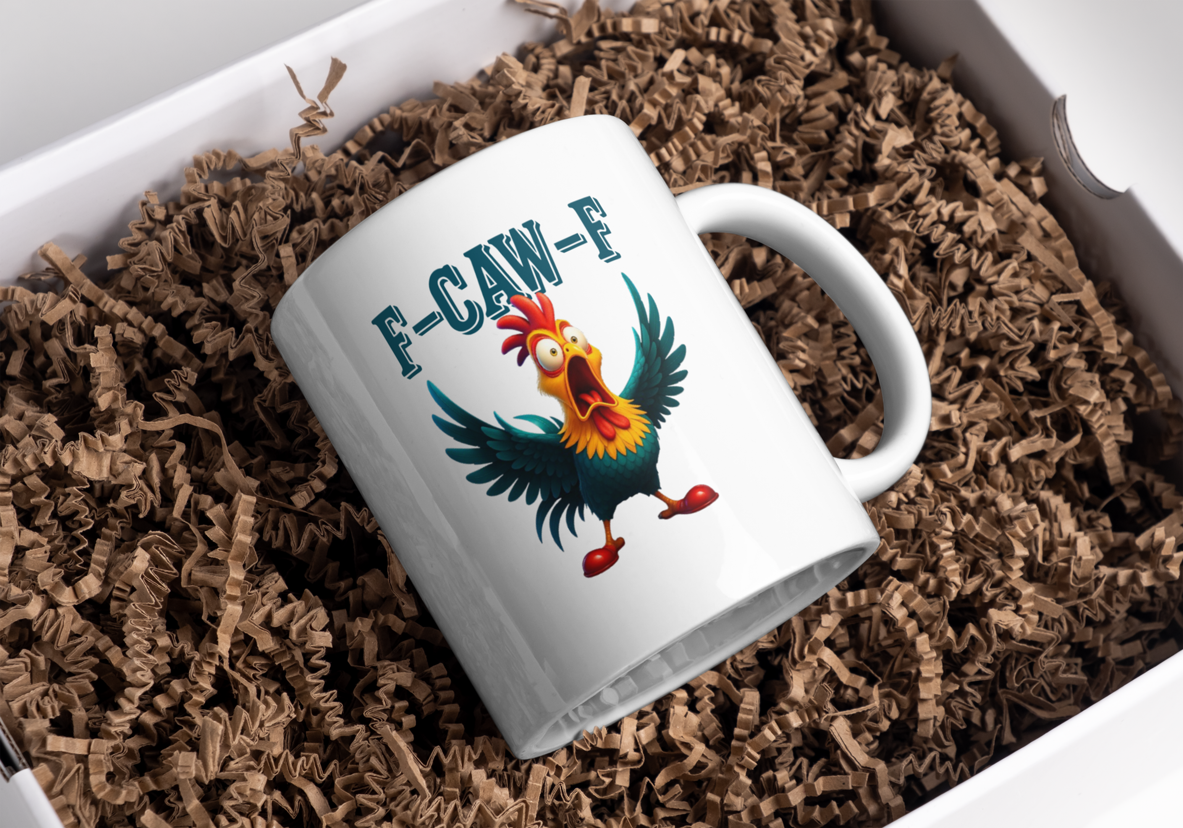 Funny F-CAW-F Chicken Coffee Mug | Hilarious Chicken Mug | Sarcastic Gift