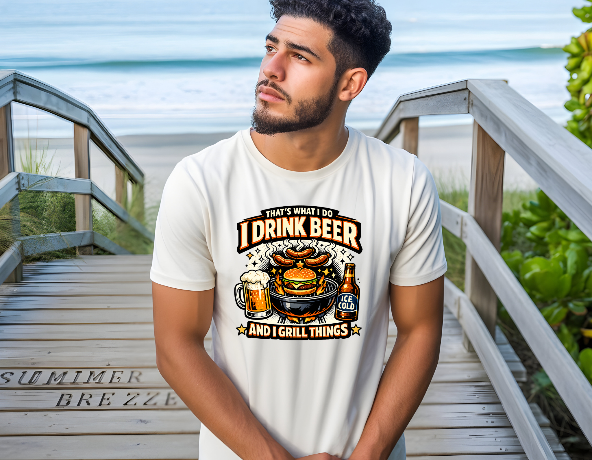 I Drink Beer and I Grill Things T-Shirt — Funny BBQ Beer Lover Tee