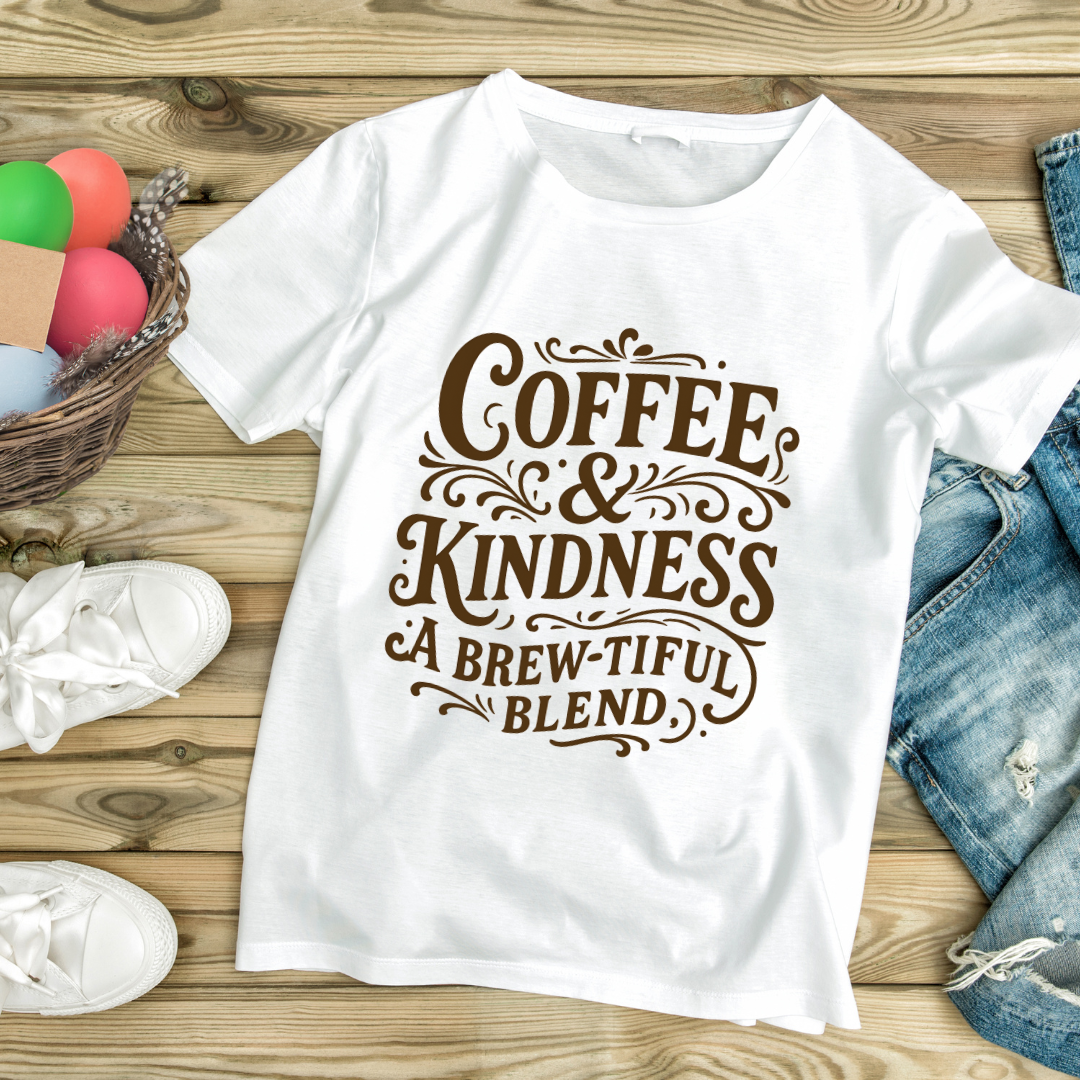 Coffee & Kindness tee | T-Shirt, Typography brew-tiful blend design