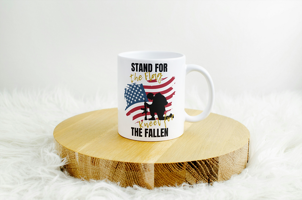 Thumbnail: Stand for the Flag Kneel for the Fallen Mug, Patriotic Military Coffee Cup