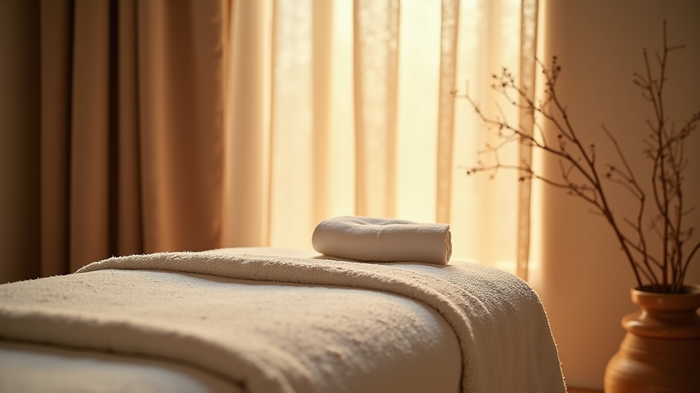 Vue rapprochée d’une table de massage dans un institut de bien-être à Lyon